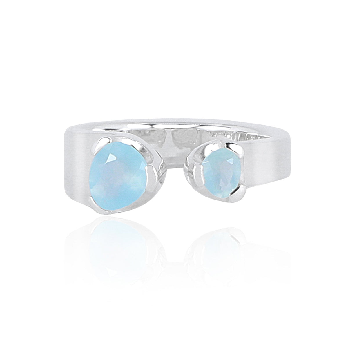 Petite Duet Stacker Rings - Aquamarine - Sterling Silver