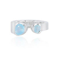 Petite Duet Stacker Rings - Aquamarine - Sterling Silver