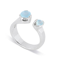 Petite Duet Stacker Rings - Aquamarine - Sterling Silver