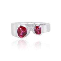 Petite Duet Stacker Rings - Ruby Red Corundum - Sterling Silver
