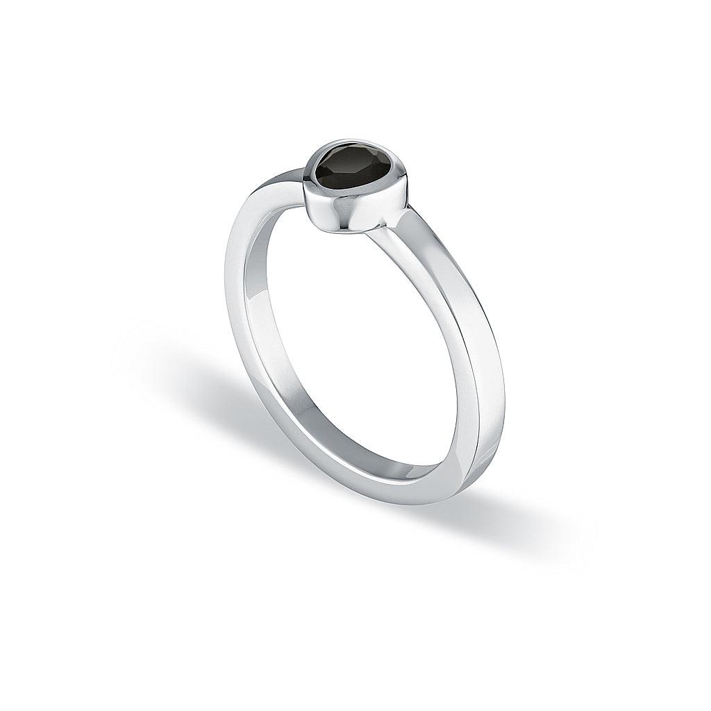 Petite Tri-Cut Stacker Ring - Black Agate