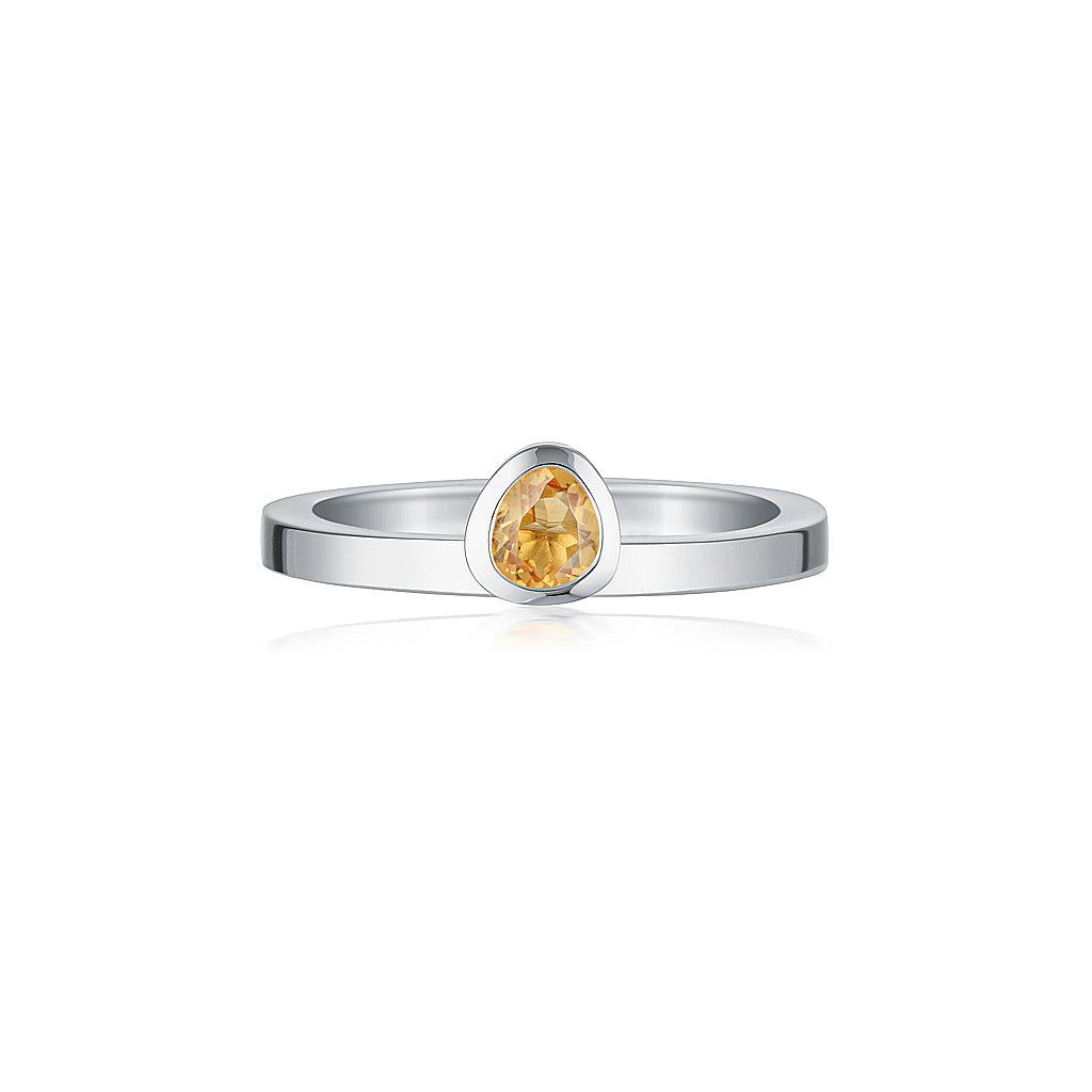 Petite Tri-Cut Stacker Ring - Citrine