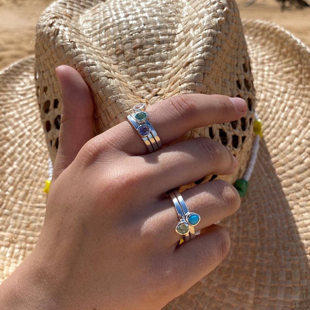 Petite Tri-Cut Stacker Ring - Citrine