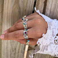 Petite Tri-Cut Stacker Ring - Green Amethyst