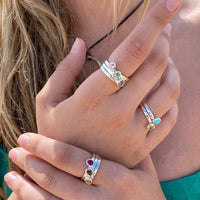 Petite Tri-Cut Stacker Ring - Green Amethyst