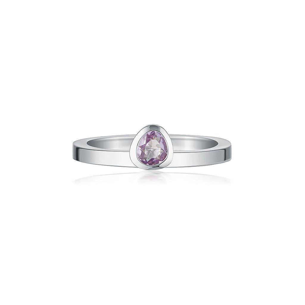 Petite Tri-Cut Stacker Ring - Purple Amethyst