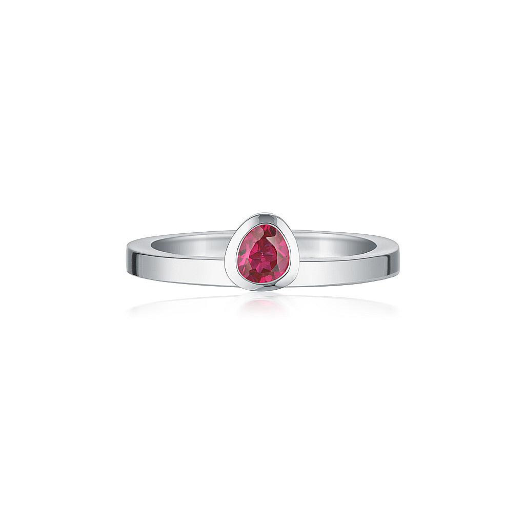 Petite Tri-Cut Stacker Ring - Red Corundum