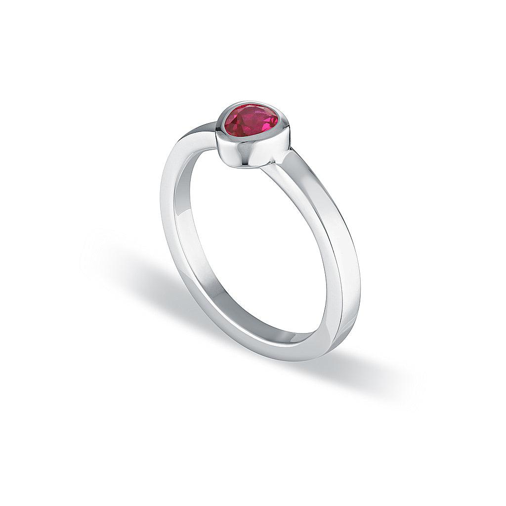 Petite Tri-Cut Stacker Ring - Red Corundum