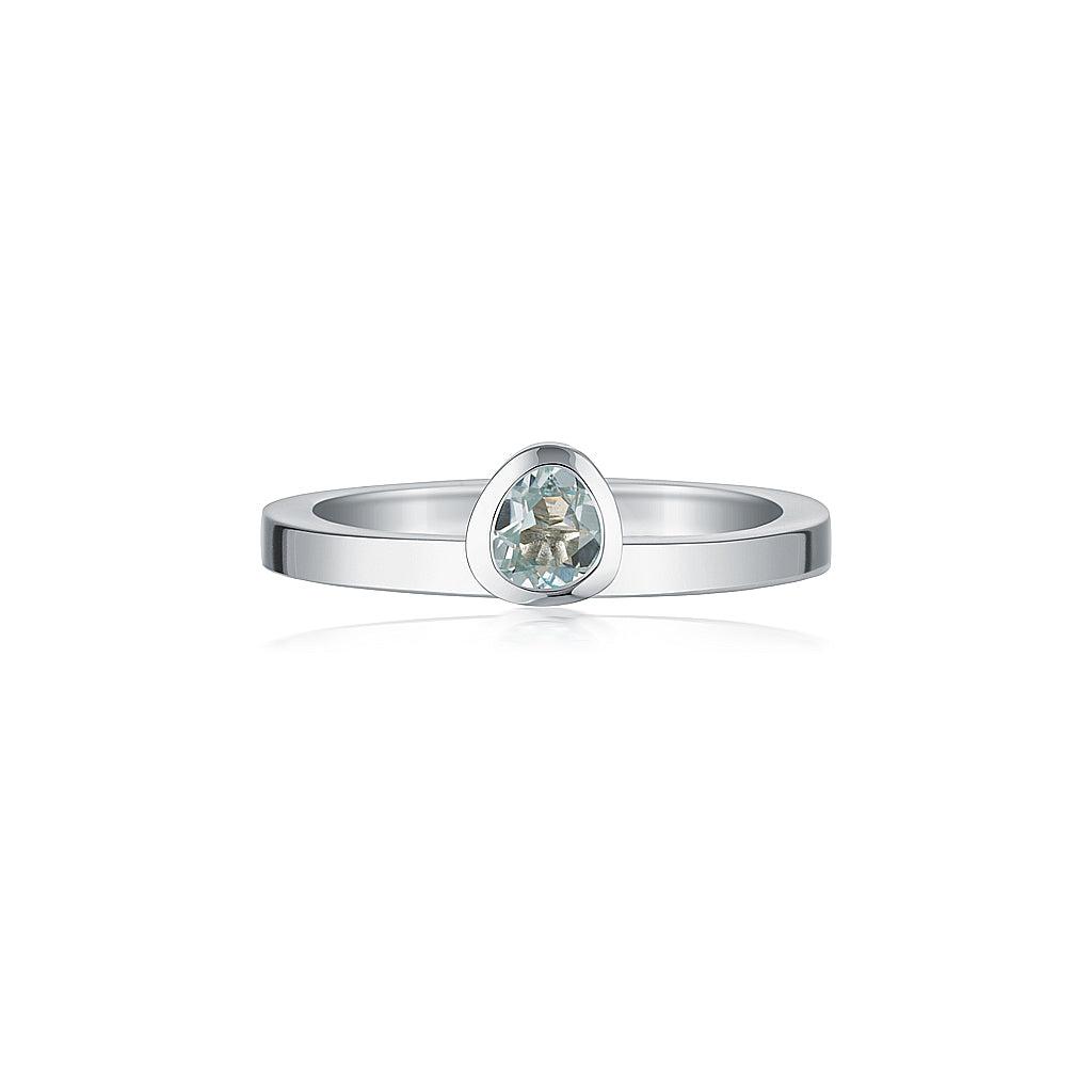 Petite Tri-Cut Stacker Ring - Sky Blue Topaz
