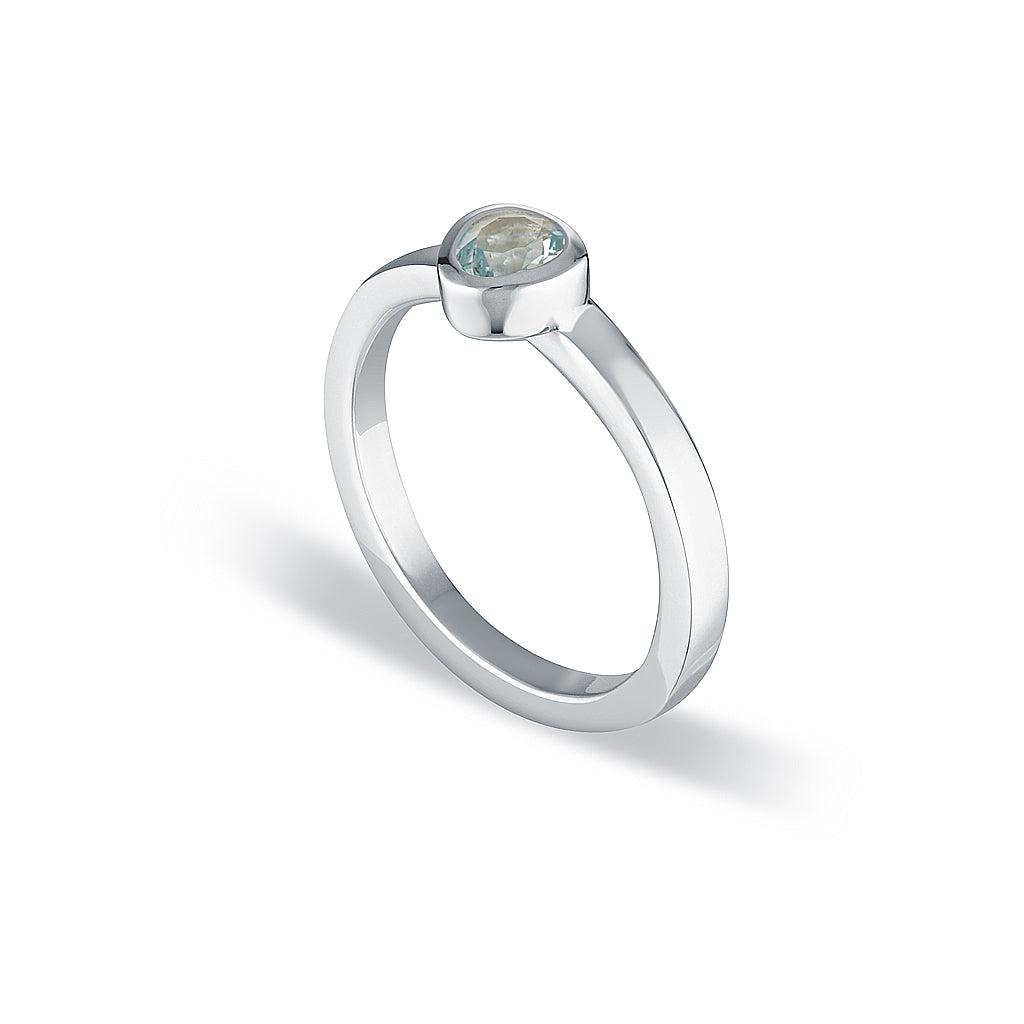 Petite Tri-Cut Stacker Ring - Sky Blue Topaz