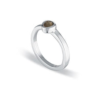 Petite Tri-Cut Stacker Ring - Smoky Quartz