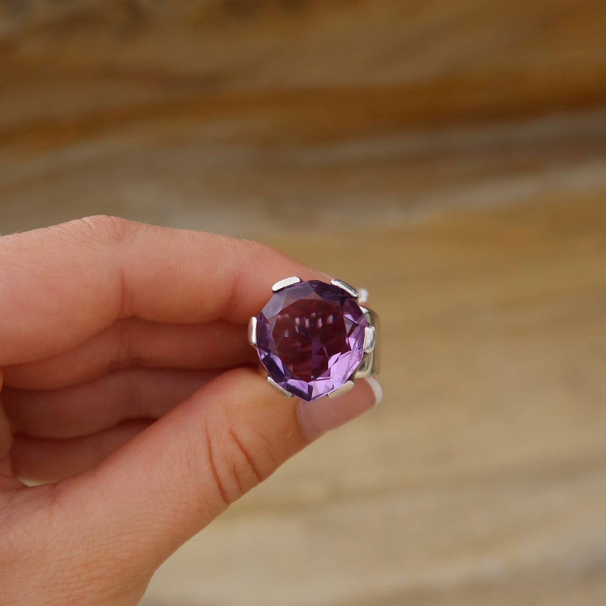 Power Pointer Gemstone Ring - Purple Amethyst - Sterling Silver