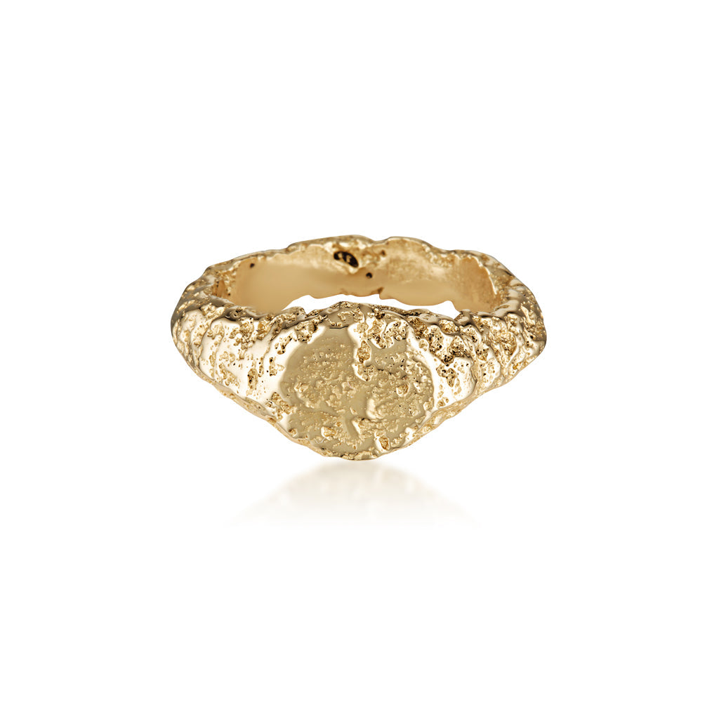 Relic- Yellow Gold Sandcast-Signet Ring
