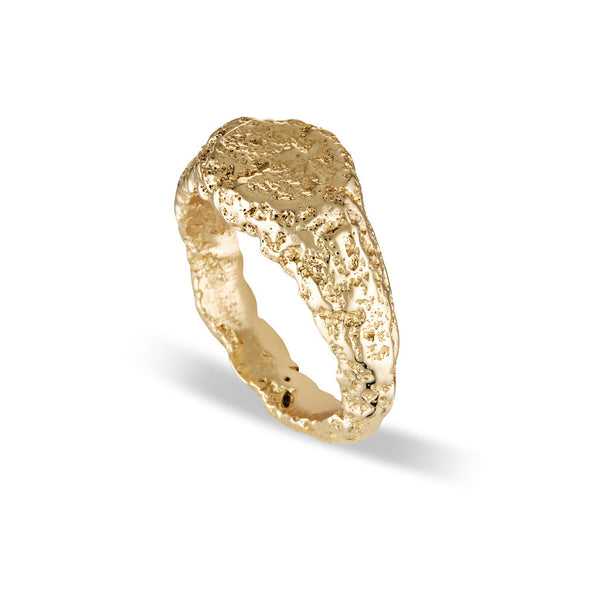 Relic- Yellow Gold Sandcast-Signet Ring