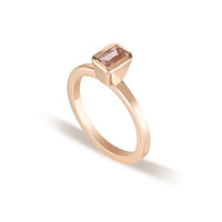 Rose Gold Celebration Stacker Ring - Small Emerald Cut Rectangle - Blush Quartz