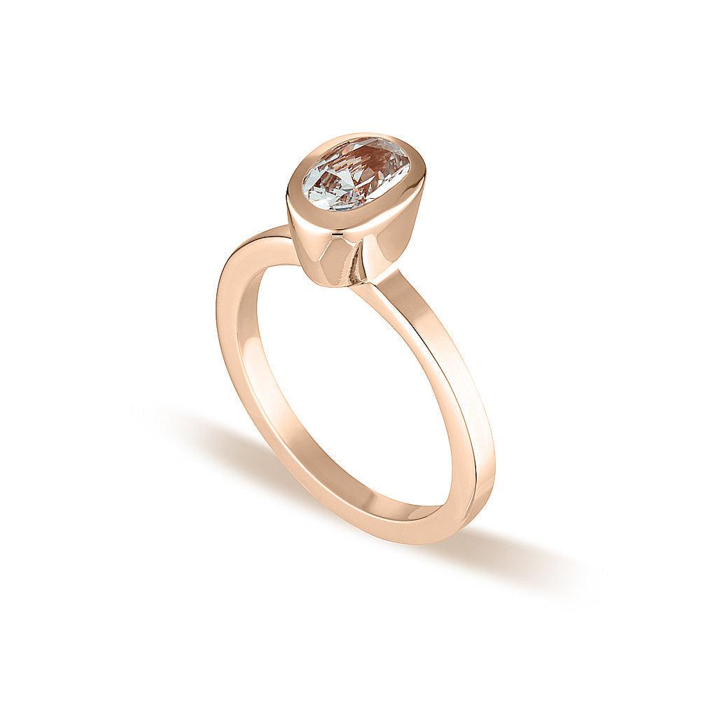 Rose Gold Celebration Stacker Ring - Small Oval - White Sapphire