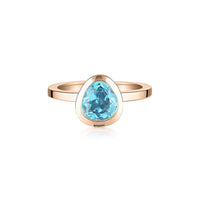 Rose Gold Celebration Stacker Ring - Small Tri-Cut - Blue Zircon