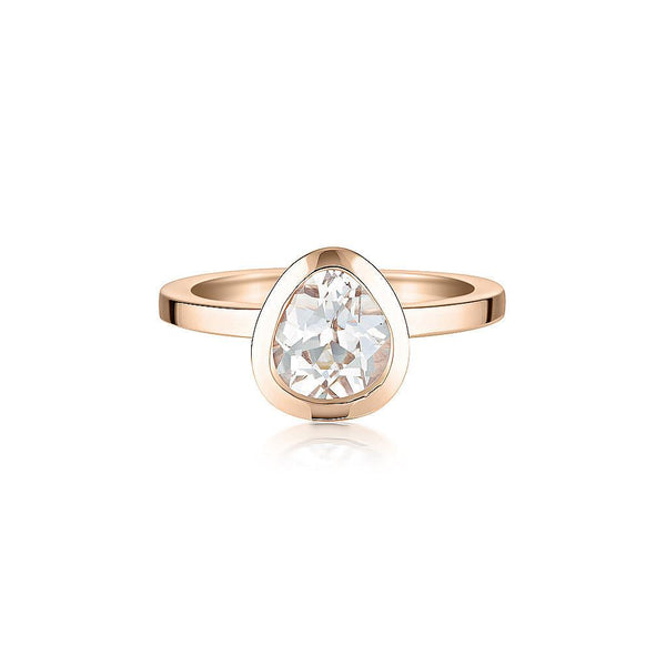 Rose Gold Celebration Stacker Ring - Small Tri-Cut - White Sapphire