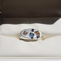Sandcast Gemstone Signet Ring | Mixed Gemstones