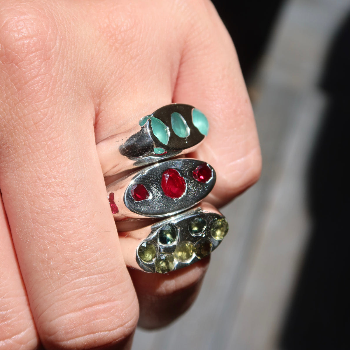 Sandcast Gemstone Signet Ring | Rubies