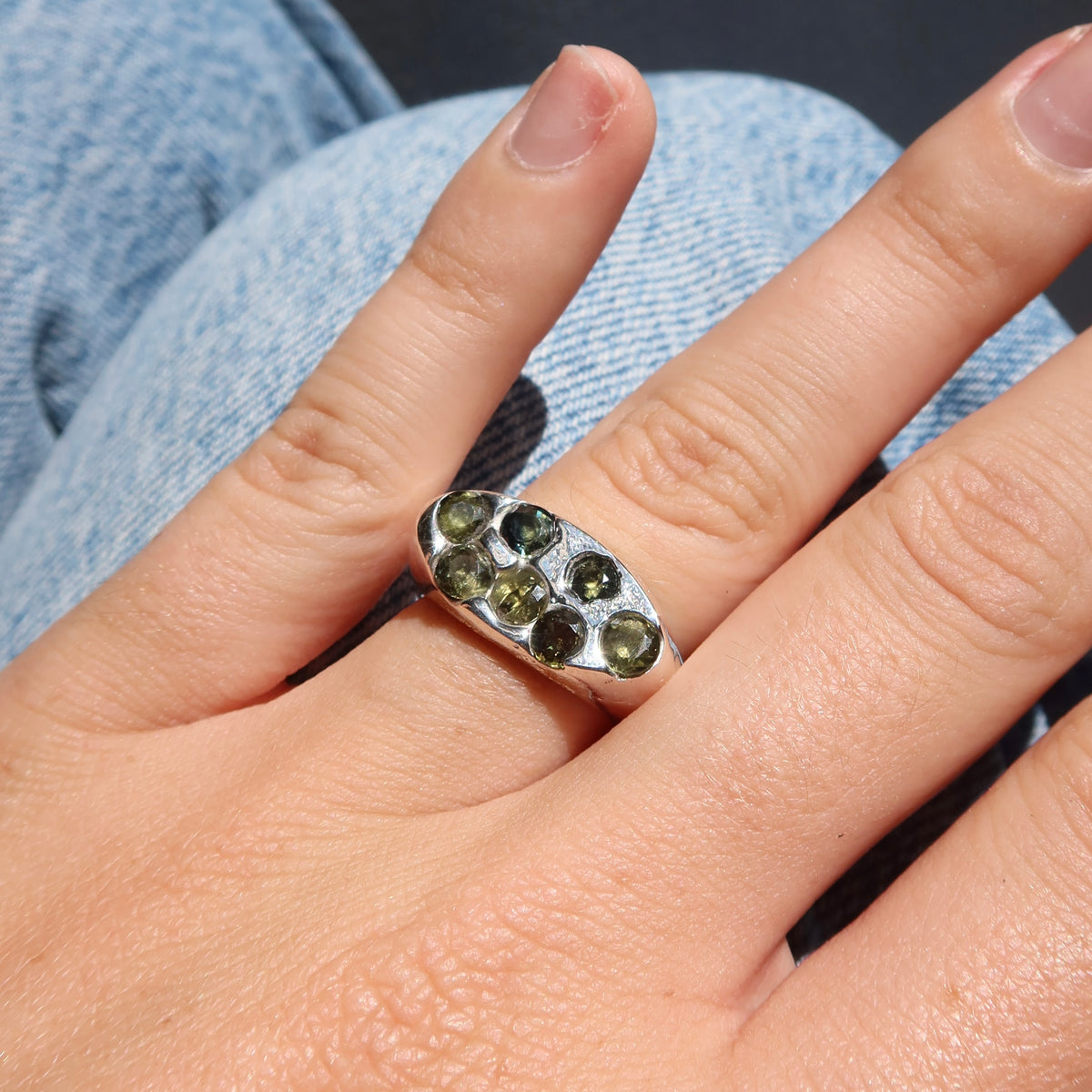 Sandcast Gemstone Signet Ring | Sapphires