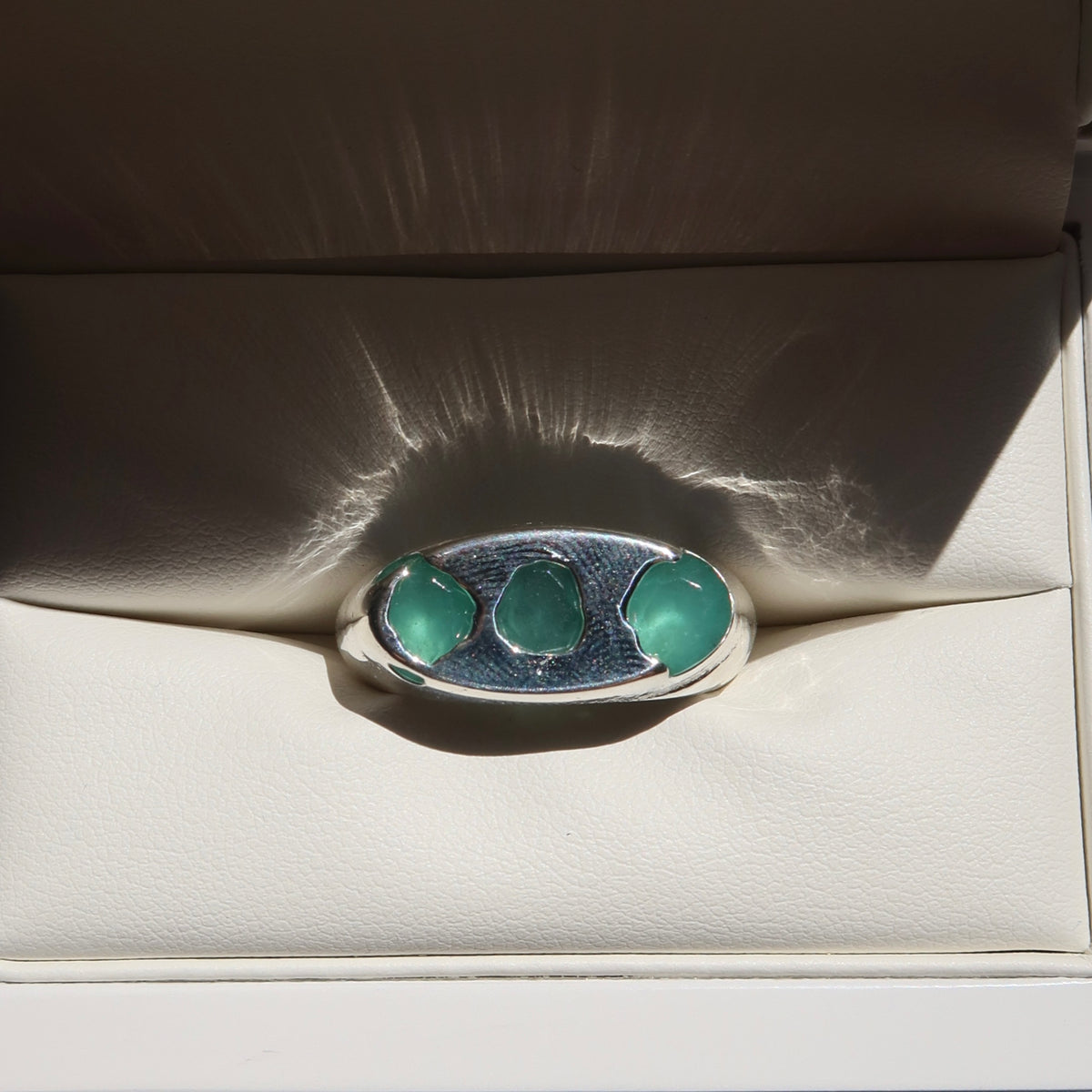 Sandcast Gemstone Signet Ring | Seamarine