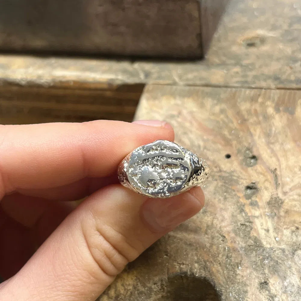 Sandcast Signet Ring | Sterling Silver | Made To Order
