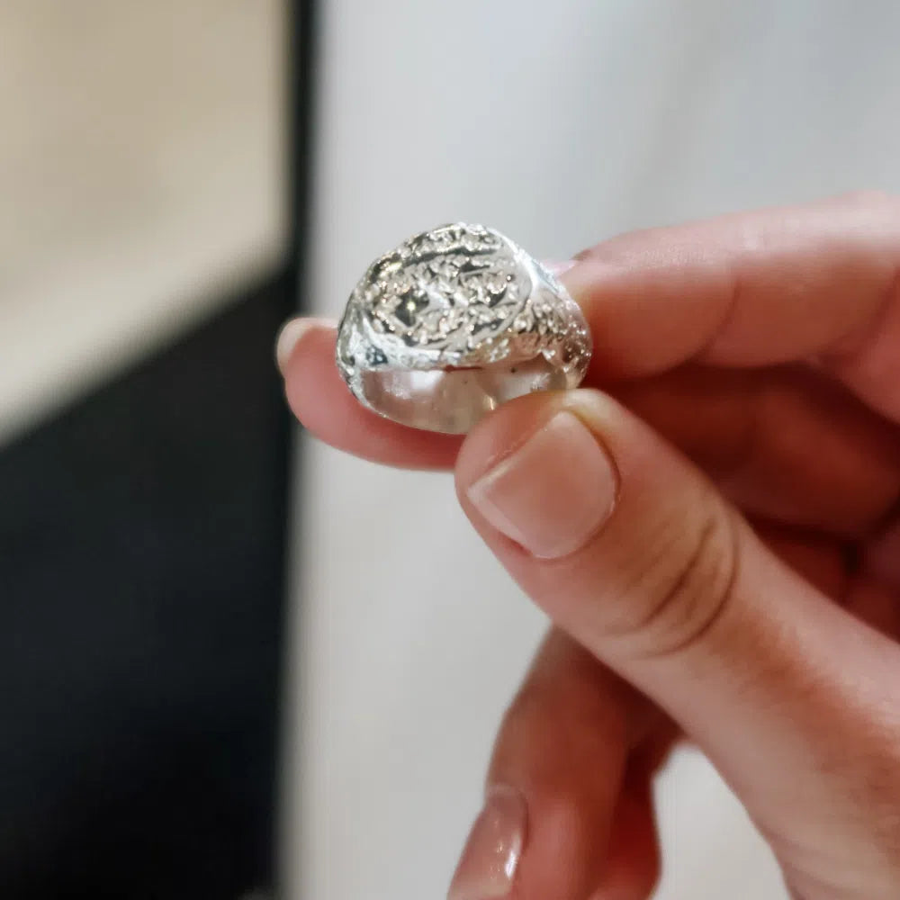 Sandcast Signet Ring | Sterling Silver | Made To Order