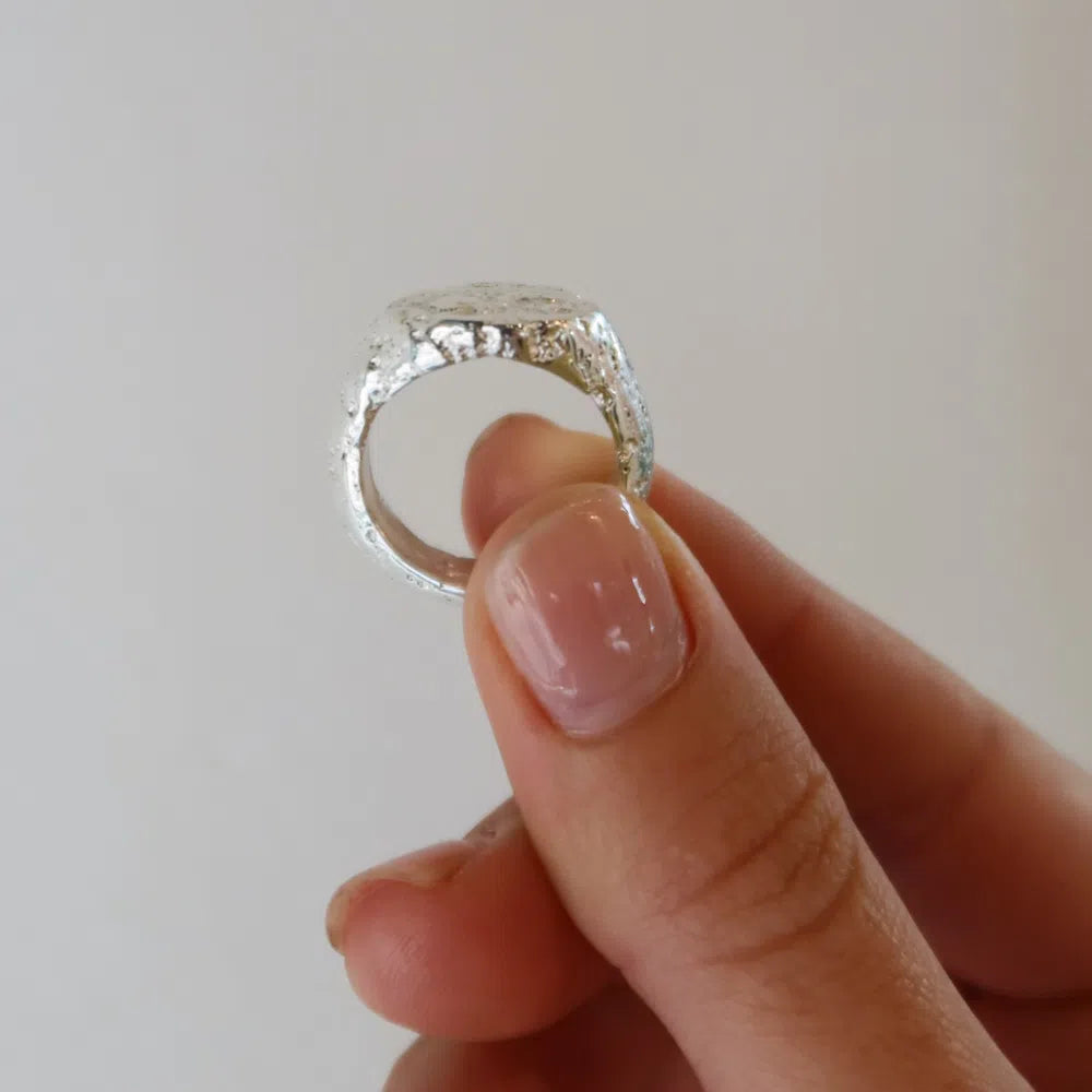 Sandcast Signet Ring | Sterling Silver | Made To Order