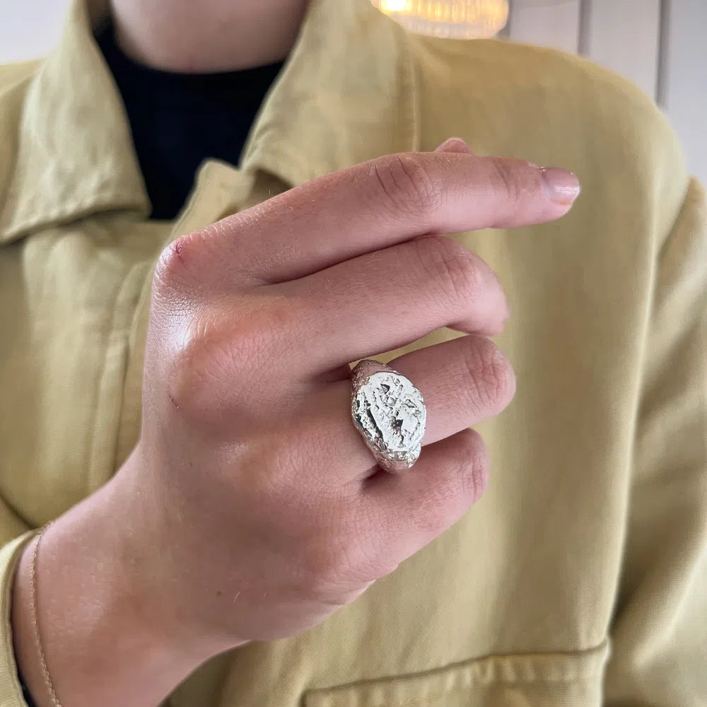 Sandcast Signet Ring | Sterling Silver | Made To Order