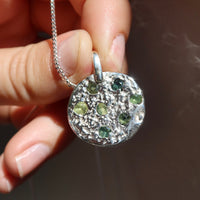 Sandcast Silver Pendant | Sapphires