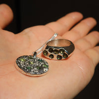 Sandcast Silver Pendant | Sapphires