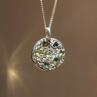 Sandcast Silver Pendant | Sapphires