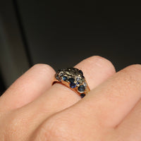 Sapphire & Diamond Sandcast Signet Ring | Size O