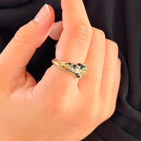 Sapphire & Diamond Sandcast Signet Ring | Size O