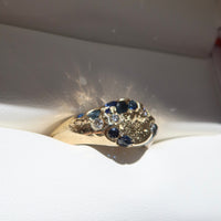 Sapphire & Diamond Sandcast Signet Ring | Size O