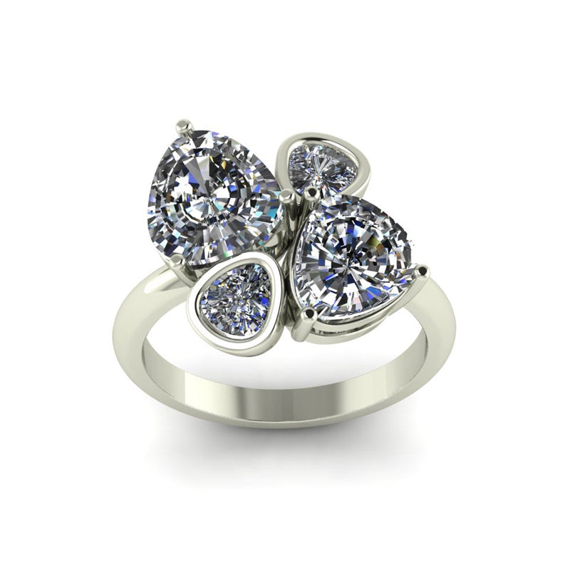 THE CLOVER- Tri Cut Diamond Ring - White Gold