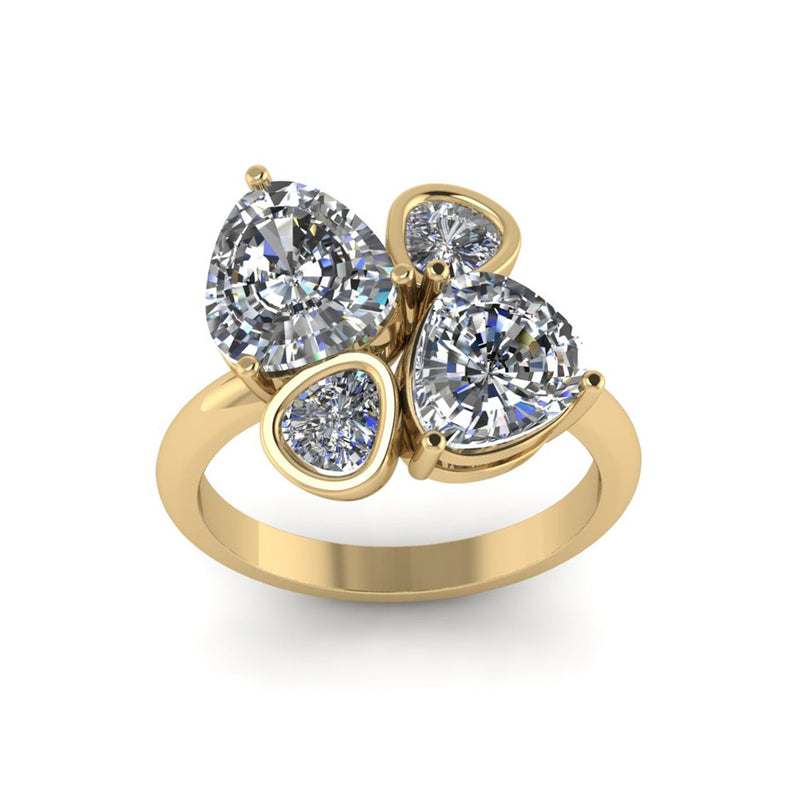 THE CLOVER Tri Cut - Diamond ring- Yellow Gold