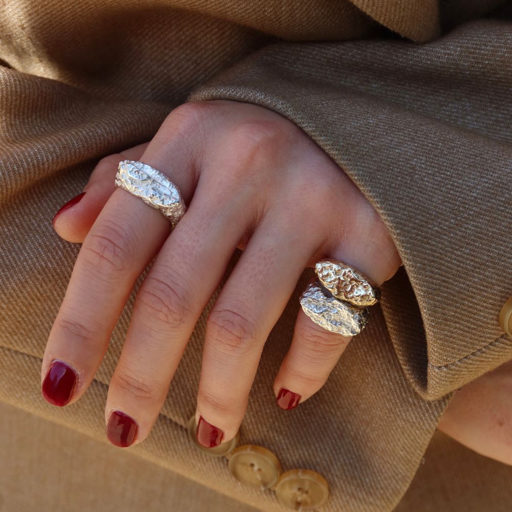 The Flame Solid Yellow Gold Sandcast Ring | Elemental Collection | Made To Order