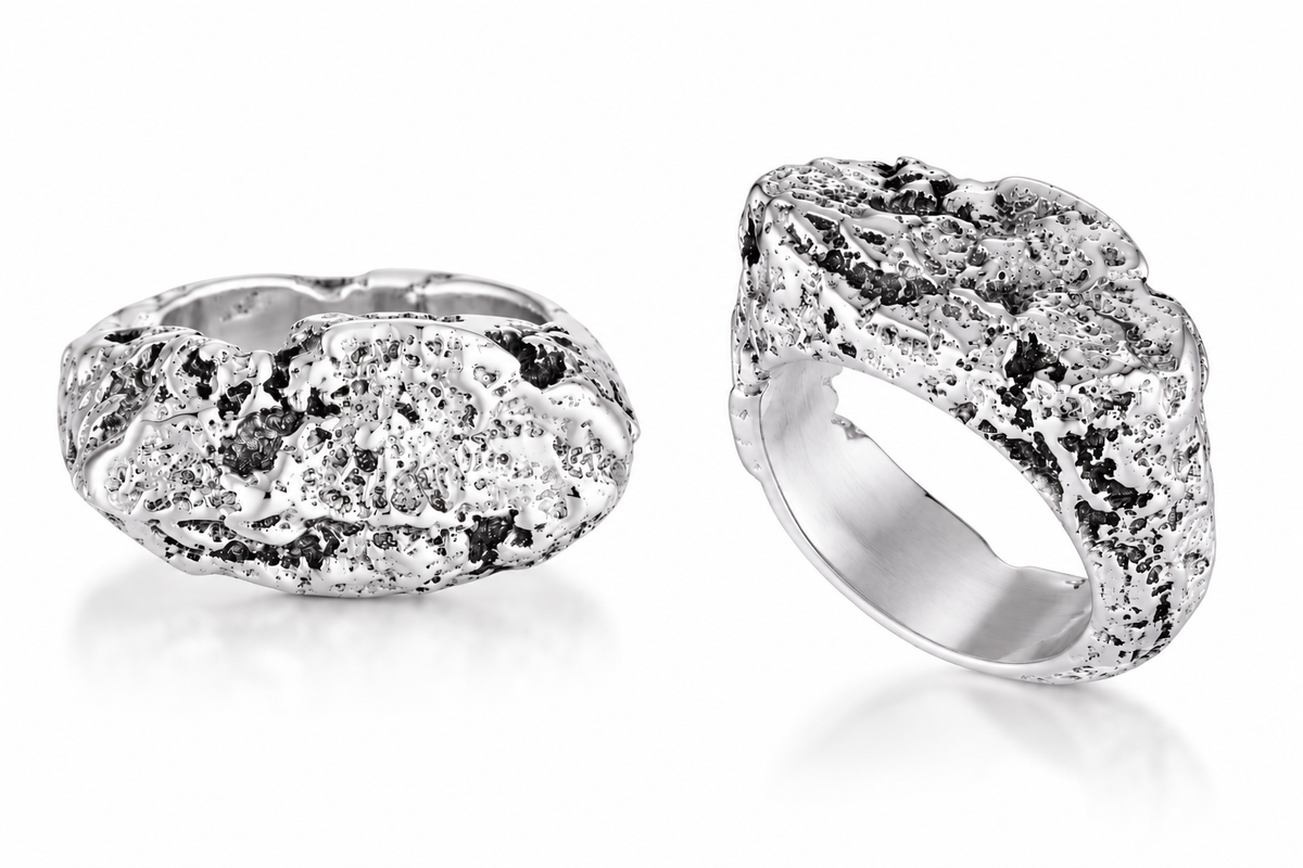 The Flame Sterling Silver Sandcast Ring | Elemental Collection | Made To Order