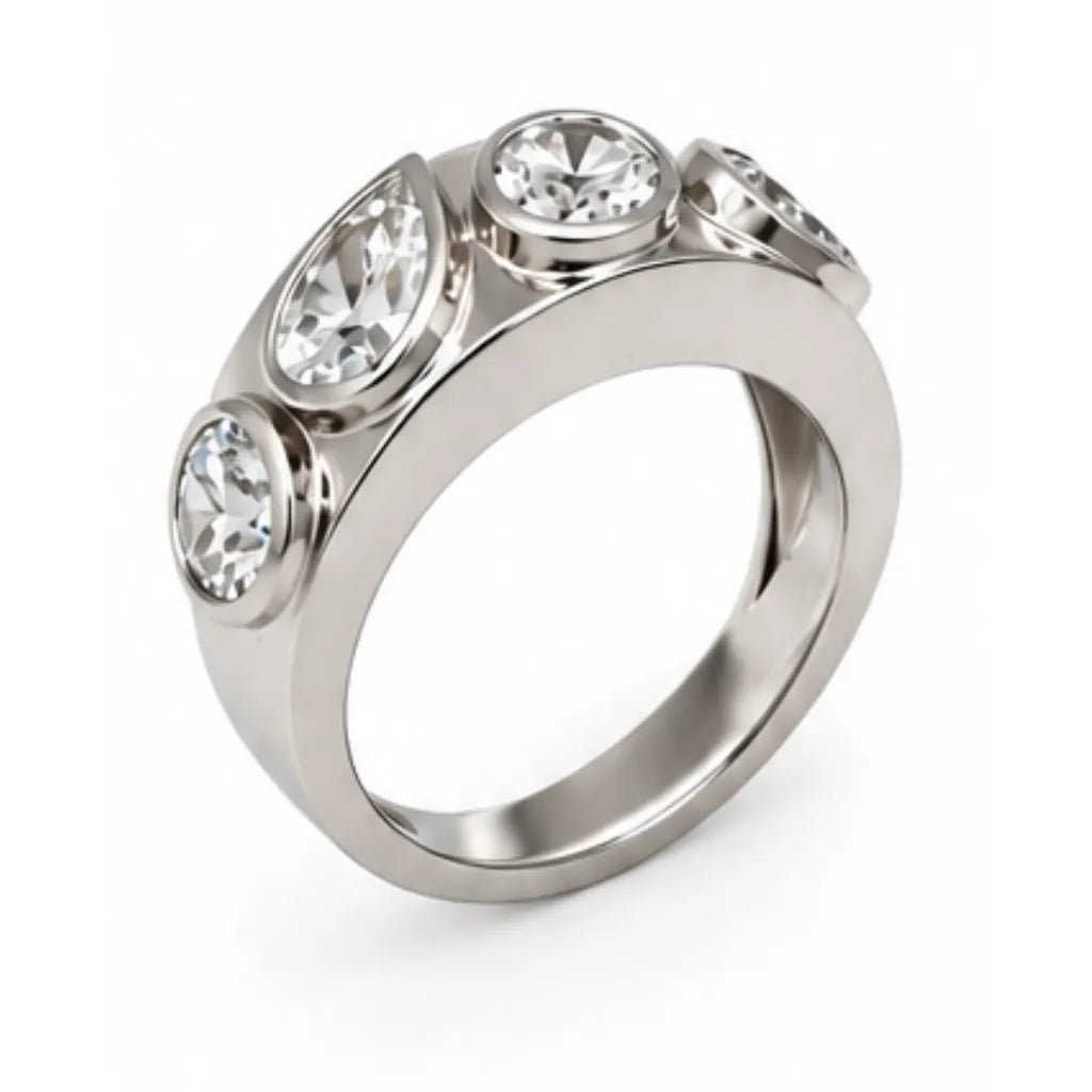 The Keystone Diamond Ring - White Gold