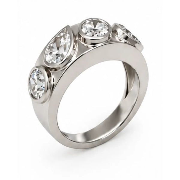 The Keystone Diamond Ring - White Gold