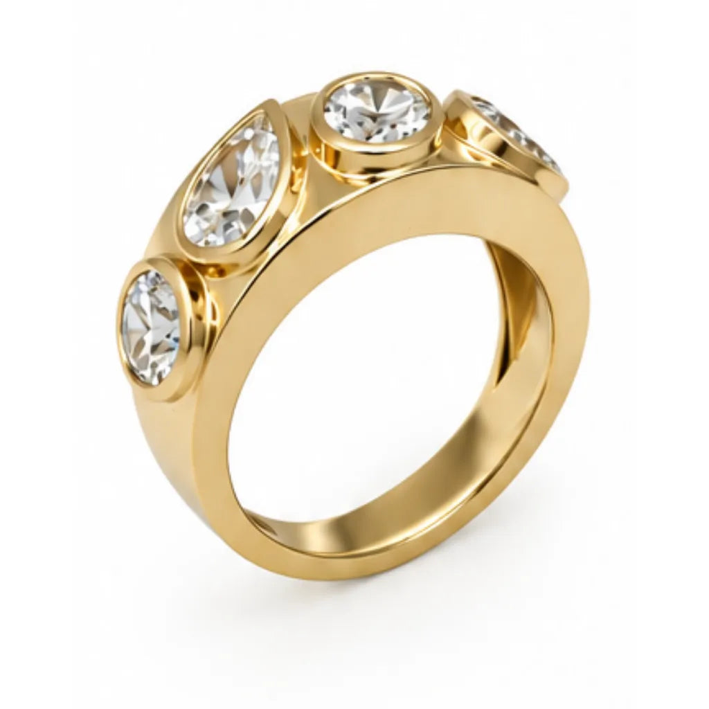 The Keystone Diamond Ring - Yellow Gold