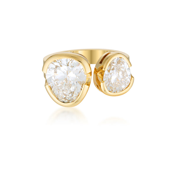 The Tri- Cut Diamond Duet Ring - Yellow Gold