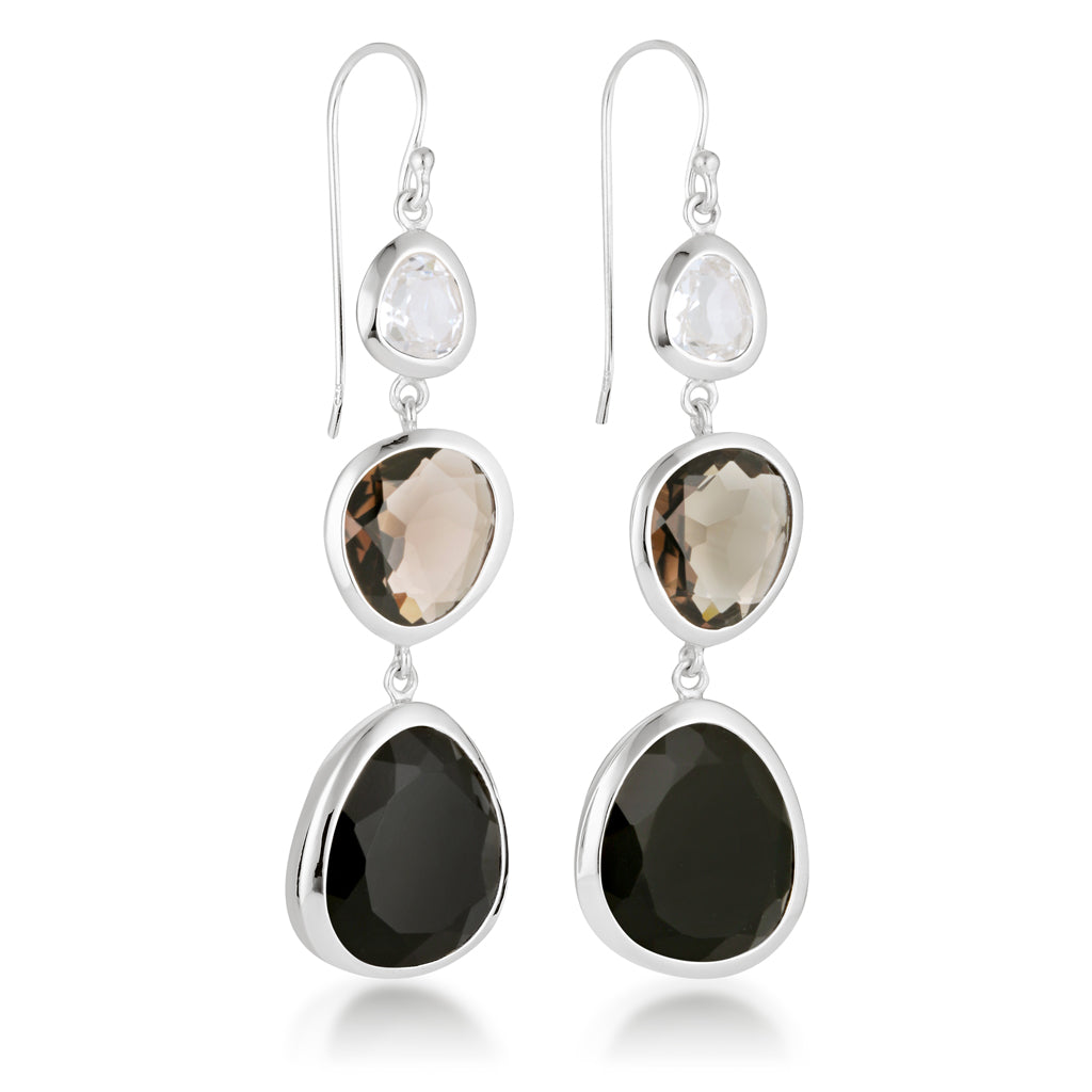 To the Power of Three - Evolution | White Sapphire, Smoky Quartz, Black Agate Combination