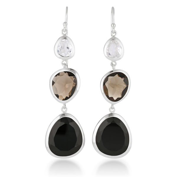 To the Power of Three - Evolution | White Sapphire, Smoky Quartz, Black Agate Combination