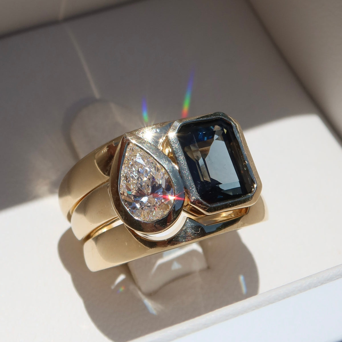 Toi et Moi Ring & Contour Band Set - Bespoke