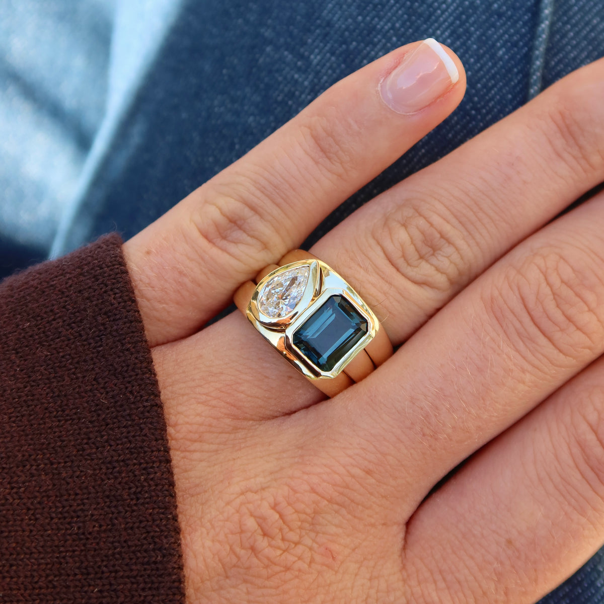 Toi et Moi Ring & Contour Band Set - Bespoke