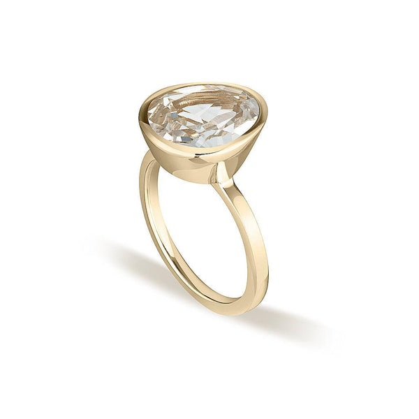 Yellow Gold Celebration Stacker Ring - Large Tri-Cut - White Sapphire