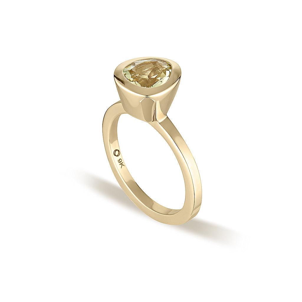 Yellow Gold Celebration Stacker Ring - Small Tri-Cut - White Sapphire